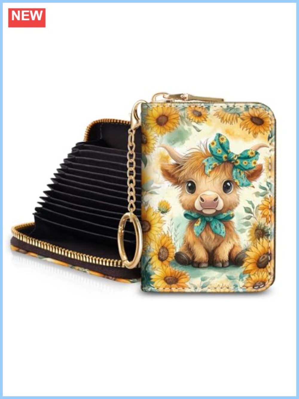 RFID Credit Card Holder Small Wallet with Removable Keychain PU Leather